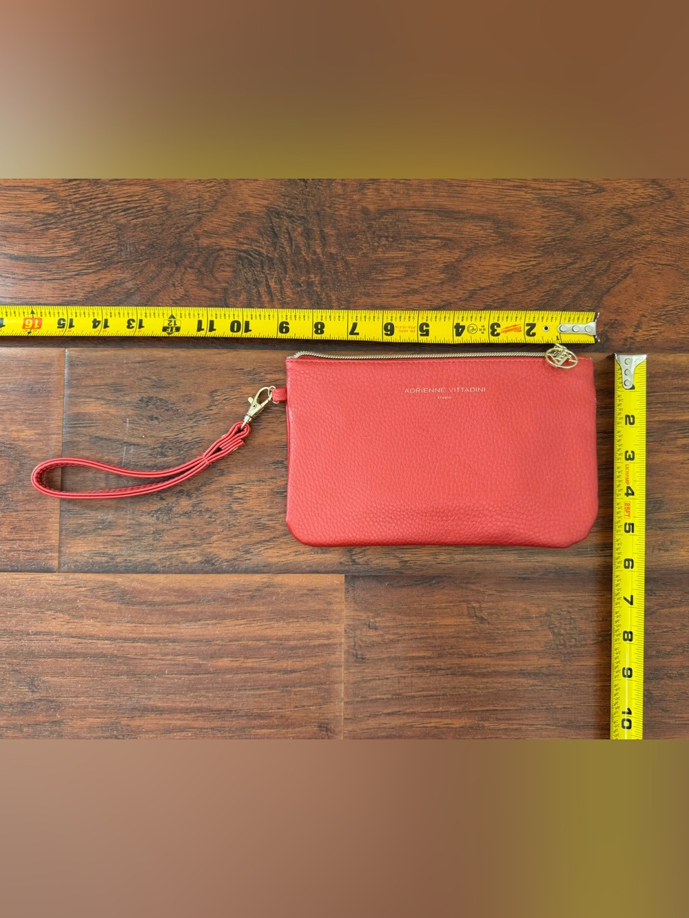 Adrienne Vittadini Red Pebbled Leather Wristlet with Built In Charger.